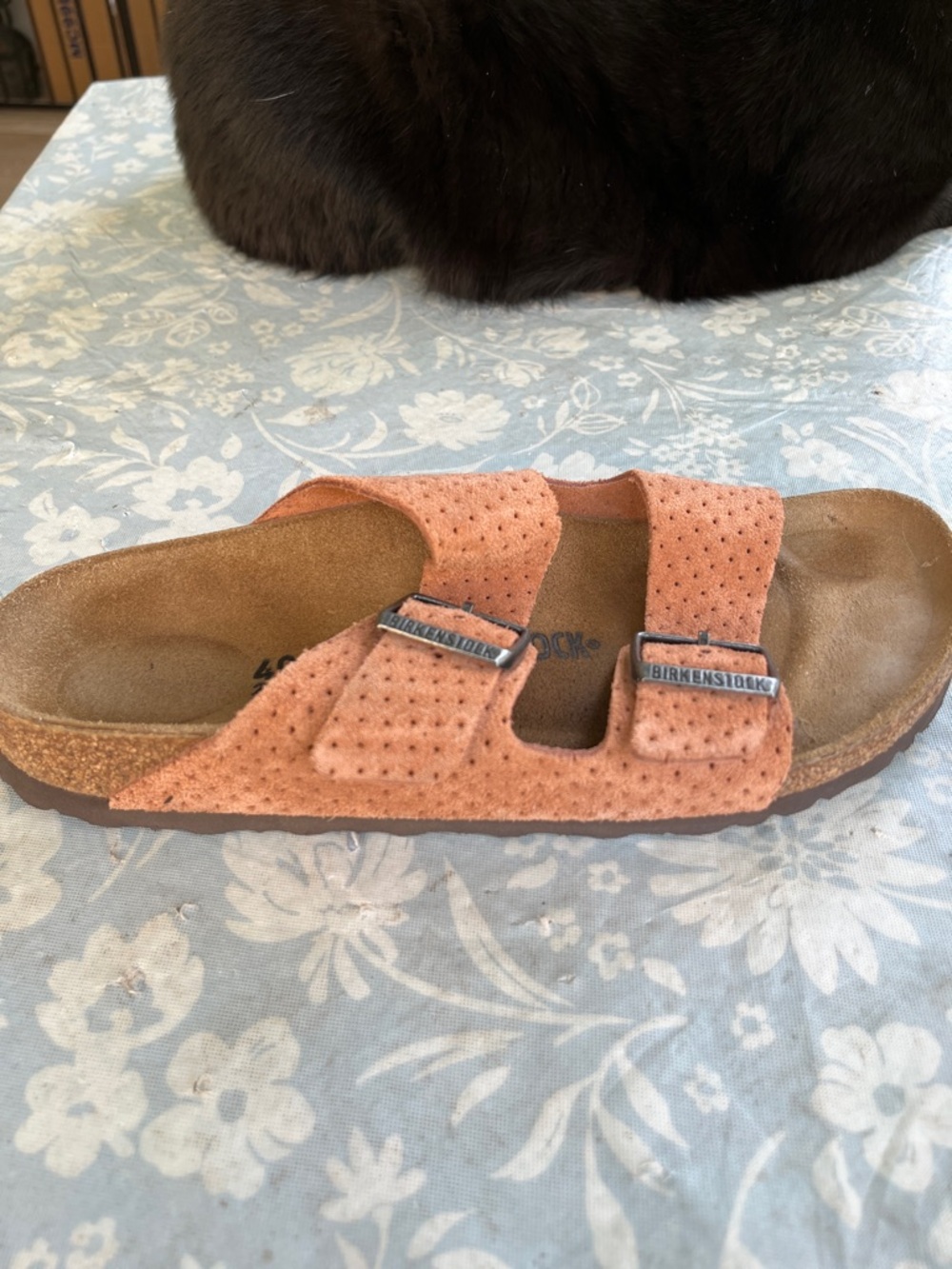 Birkenstock Arizona burnt orange suede embossed sandals - Picture 8 of 13